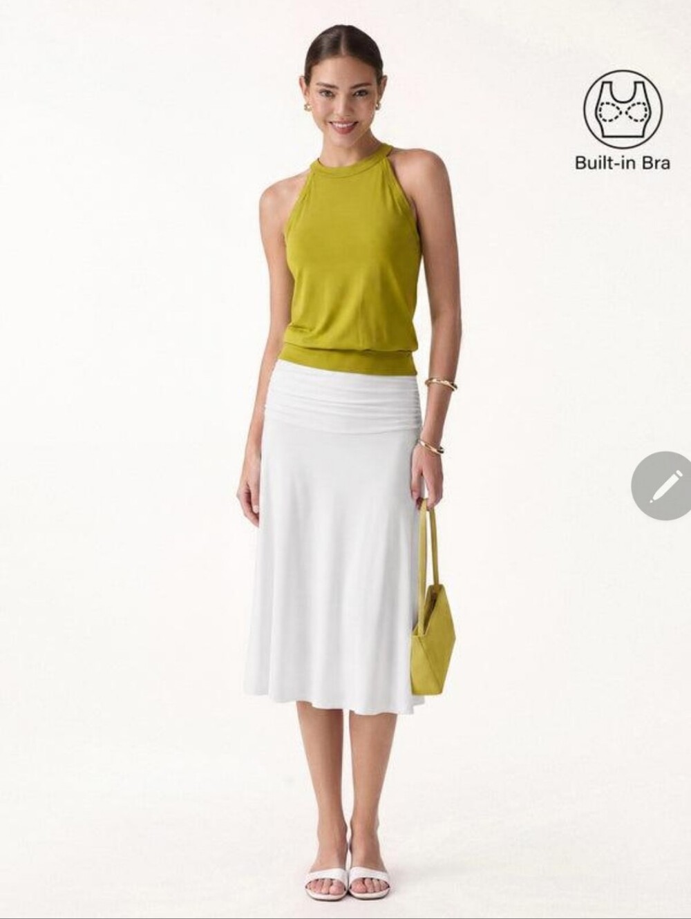 OGL Halter Neck Banded Hem Bra Tank – Olive Spring Green – Size M – NWT